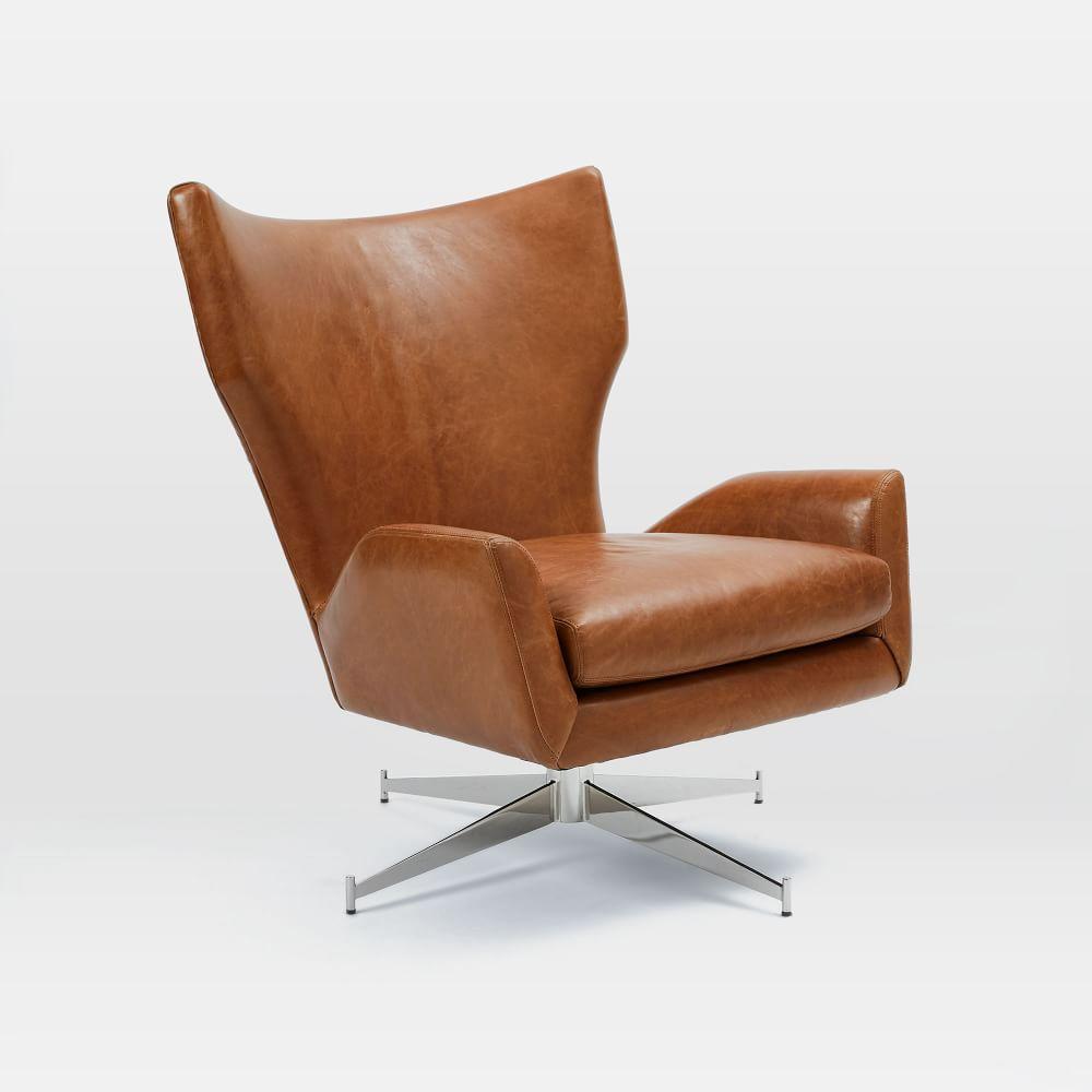 Hemming Leather Swivel Armchair West Elm Australia